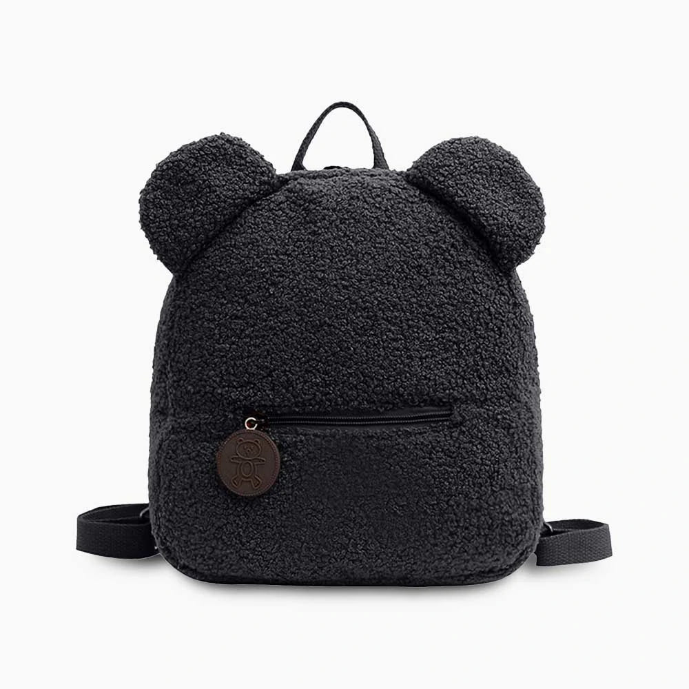 Cute Cartoon Plush Bear Mini Backpack Black