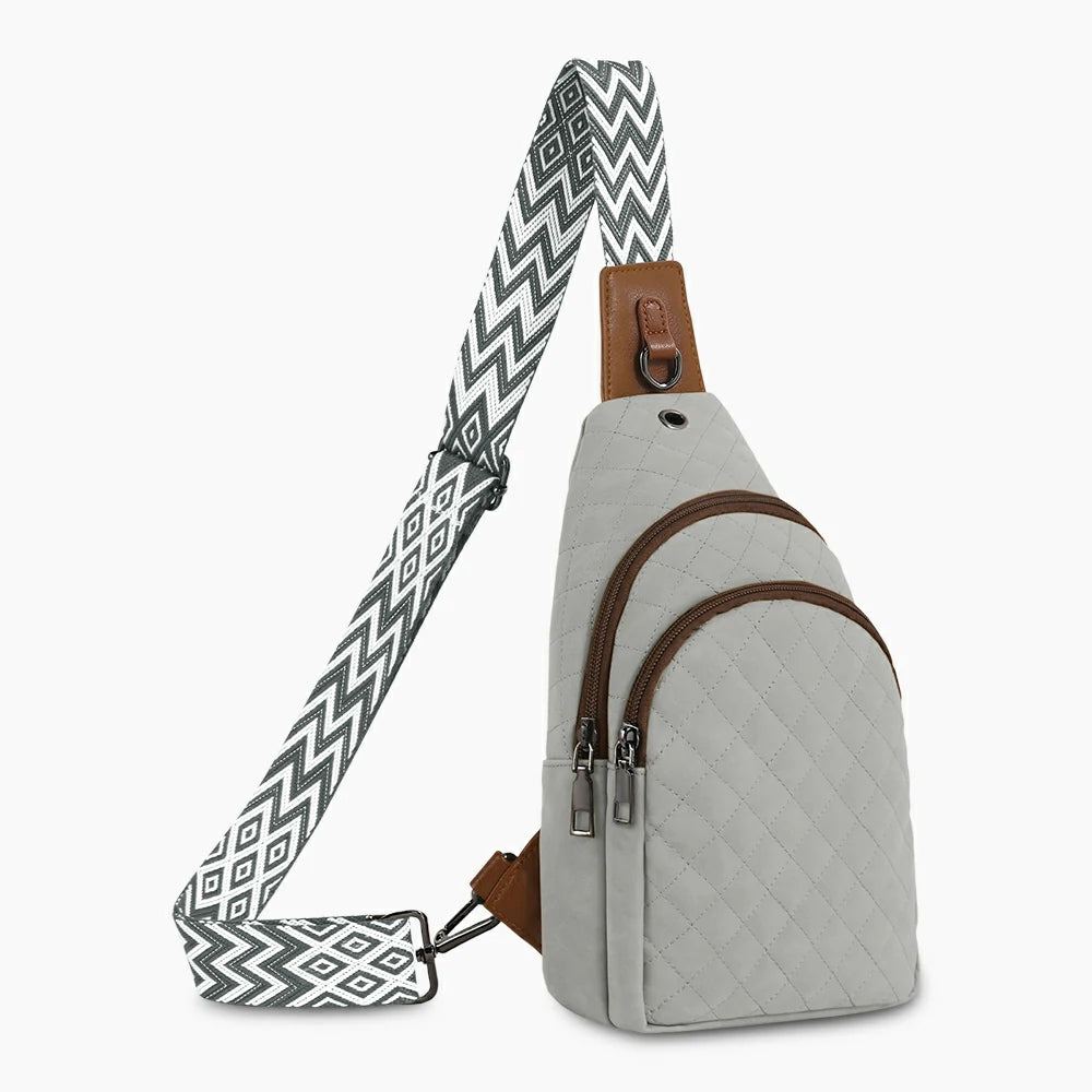 Quilted Panel Chest Pack Gray