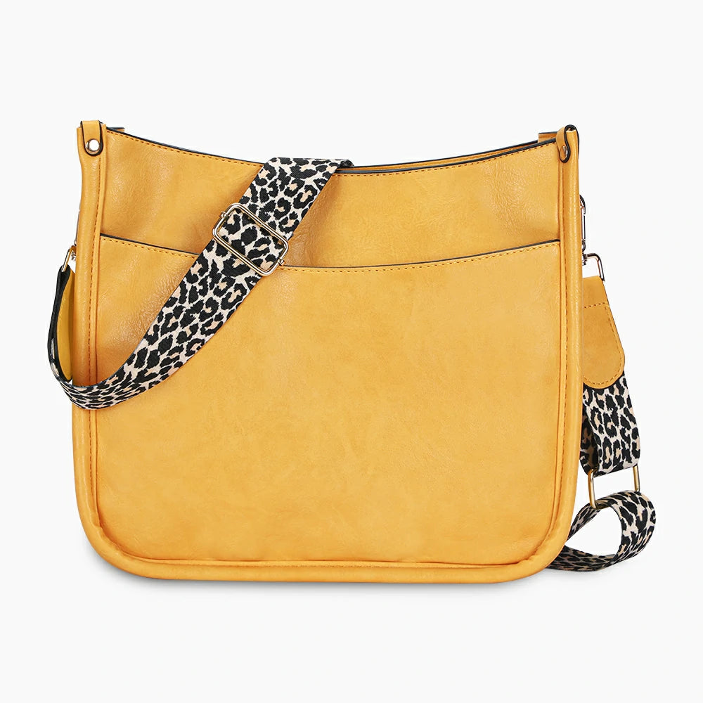 Leather Vintage Leopard Sling Bag Yellow