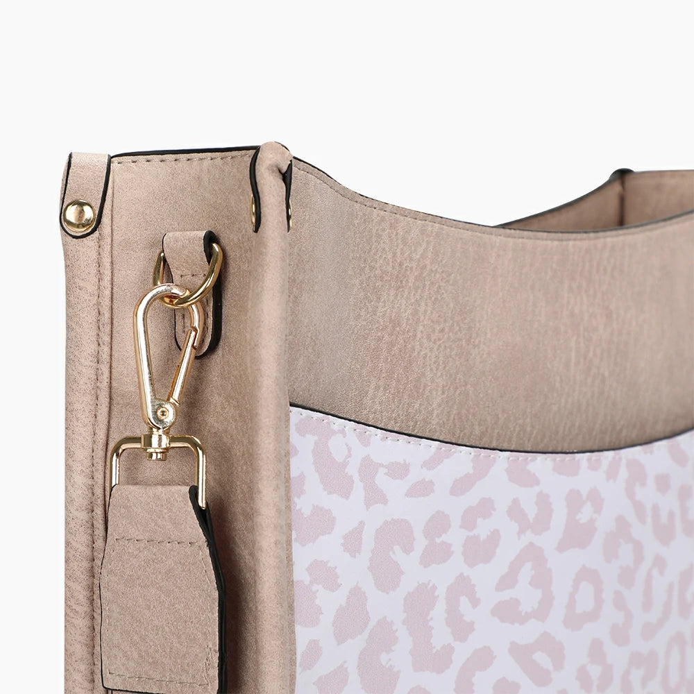 Leather Vintage Leopard Sling Bag LightPinkLeopard