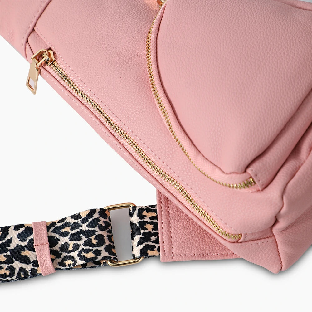 Leather Vintage Chest Bag Pink