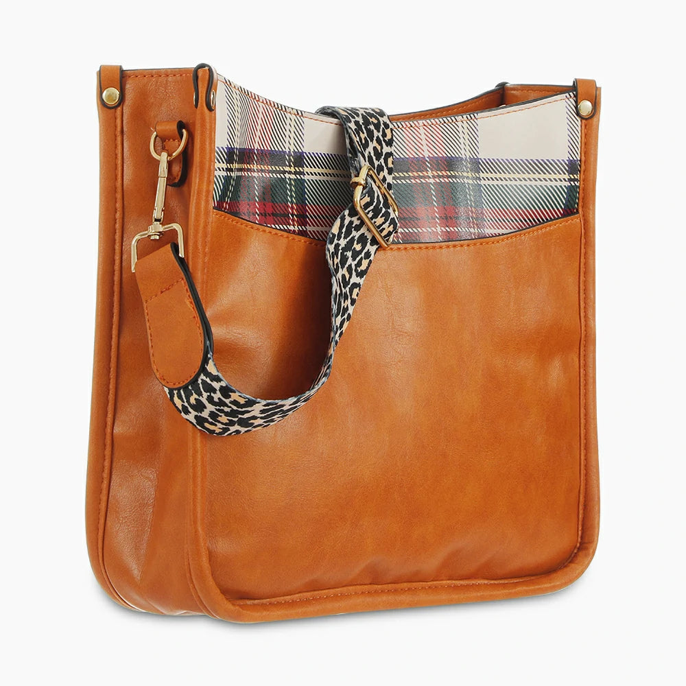 Leather Vintage Leopard Sling Bag YellowCheckered