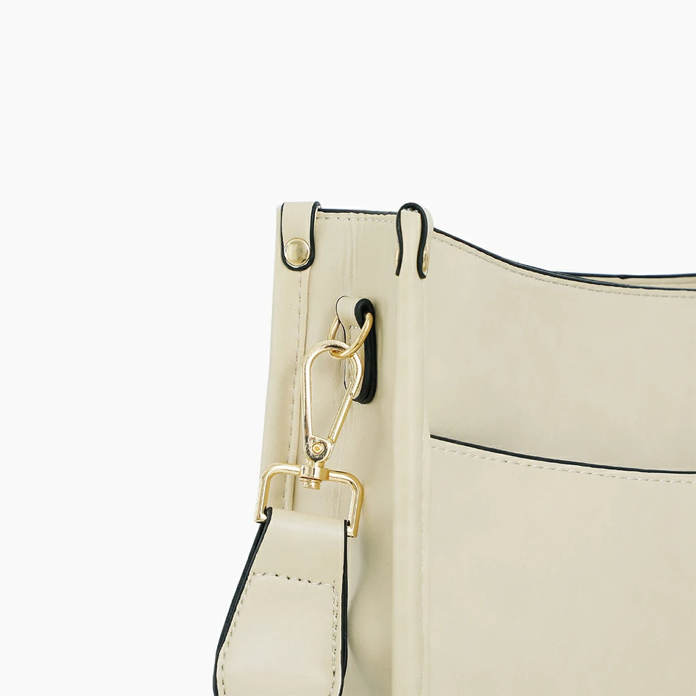 Leather Vintage Leopard Sling Bag Beige