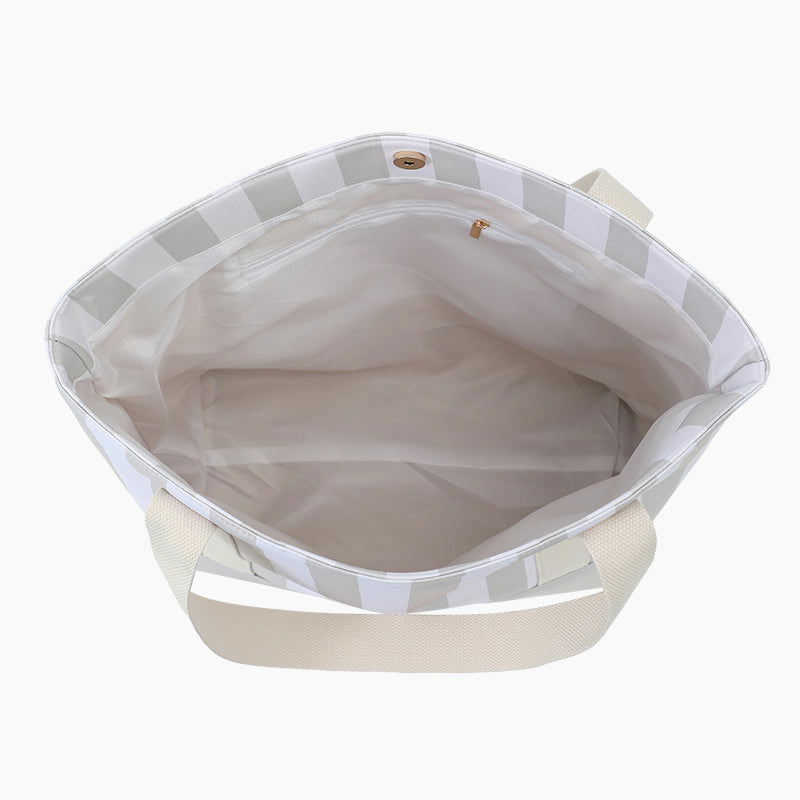 Monoblanks Design Customizable Canvas Striped Tote Bag Khaki