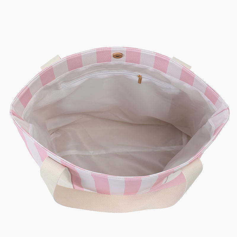 Monoblanks Design Customizable Canvas Striped Tote Bag Pink
