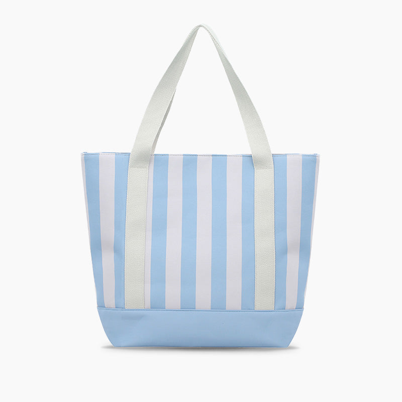 Monoblanks Design Customizable Canvas Striped Tote Bag SkyBlue
