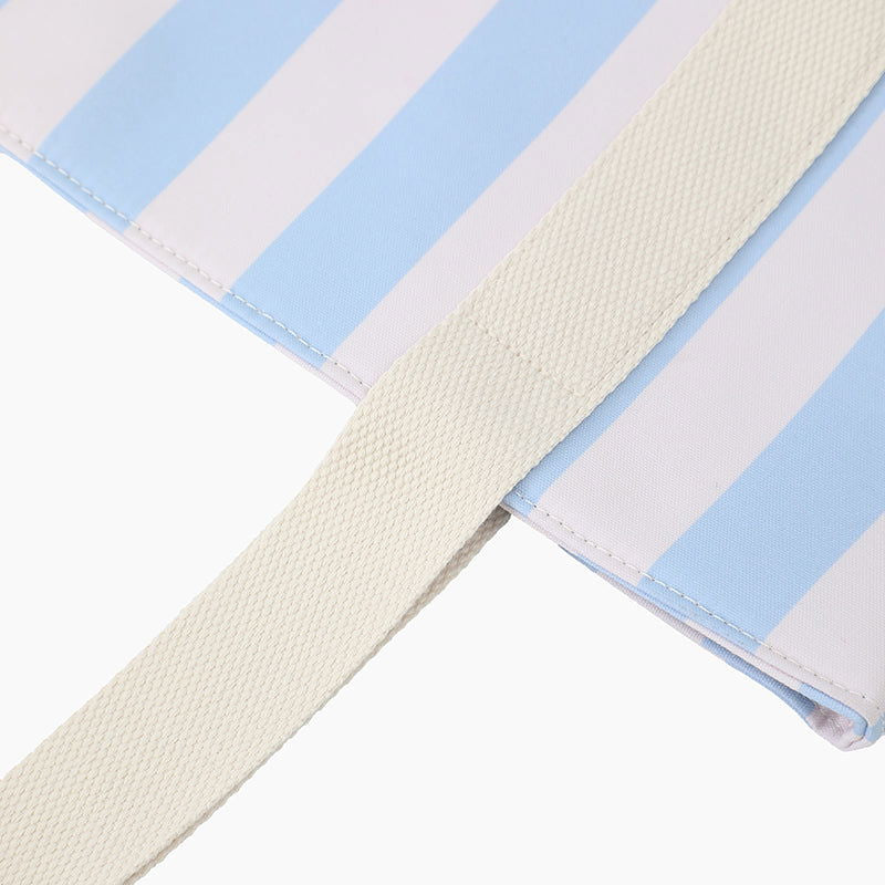 Monoblanks Design Customizable Canvas Striped Tote Bag SkyBlue