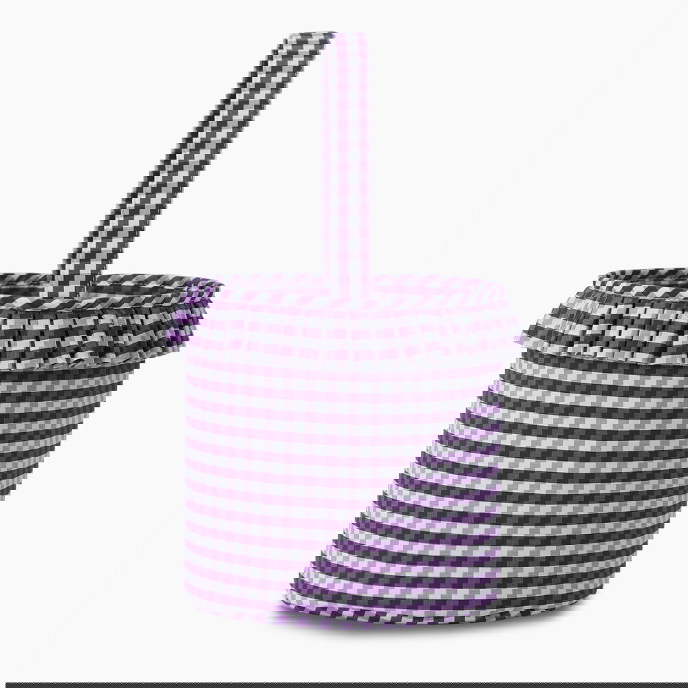 Monoblanks Check Lace Halloween Bucket Bag Purple with lace