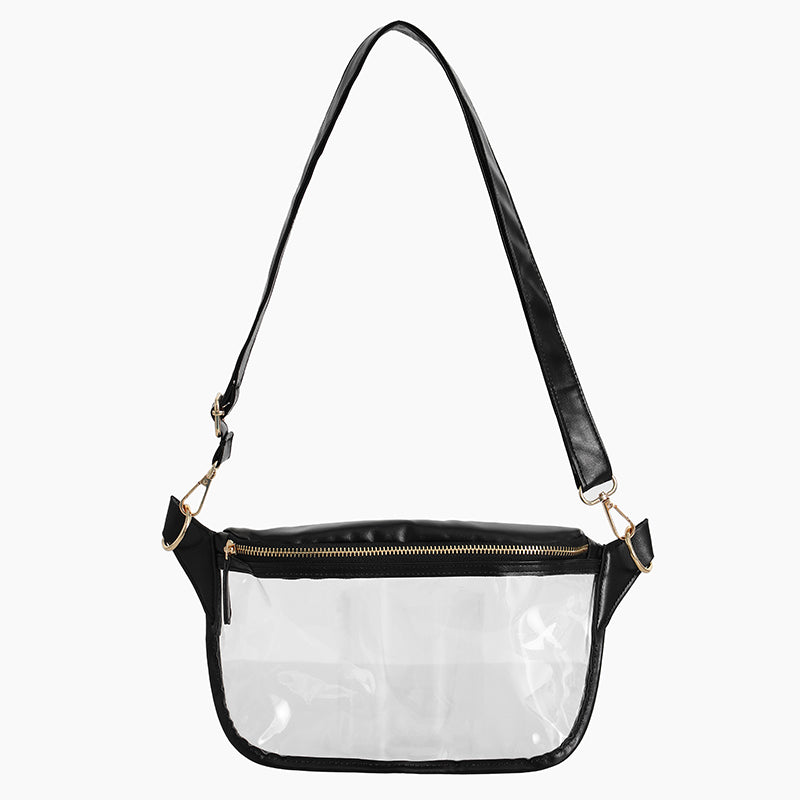 Monoblanks Design Patchs Customizable Clear PVC Sling Bag Black