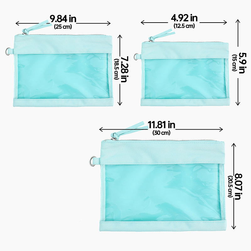 Monoblanks Clear Pouch 5 Pieces Purse Set Cyan