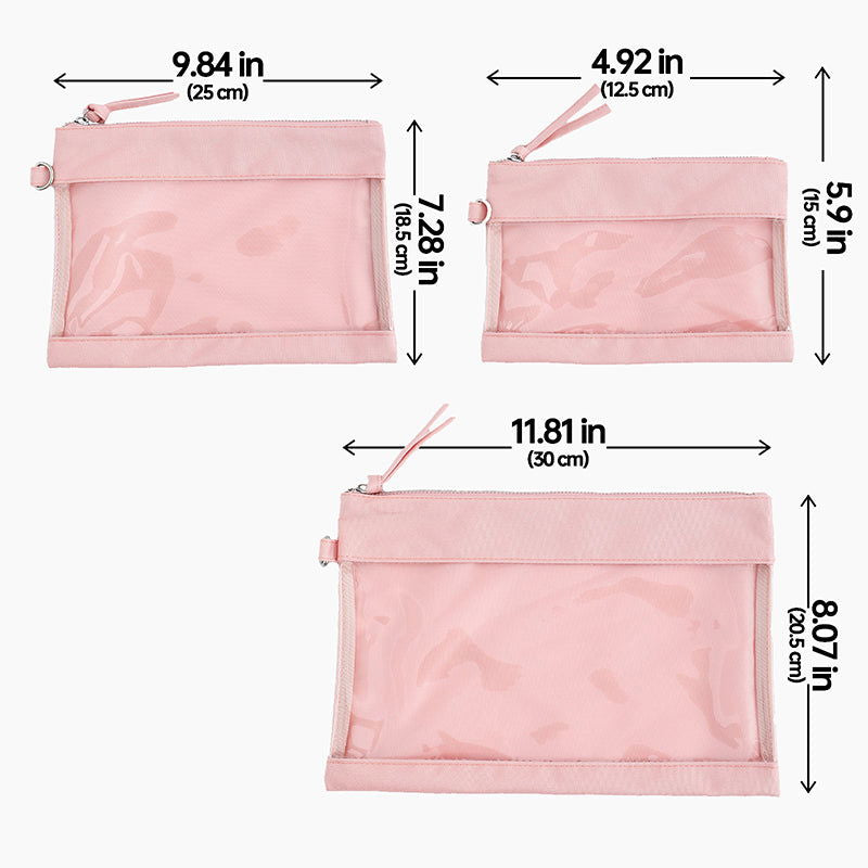 Monoblanks Clear Pouch 5 Pieces Purse Set Pink