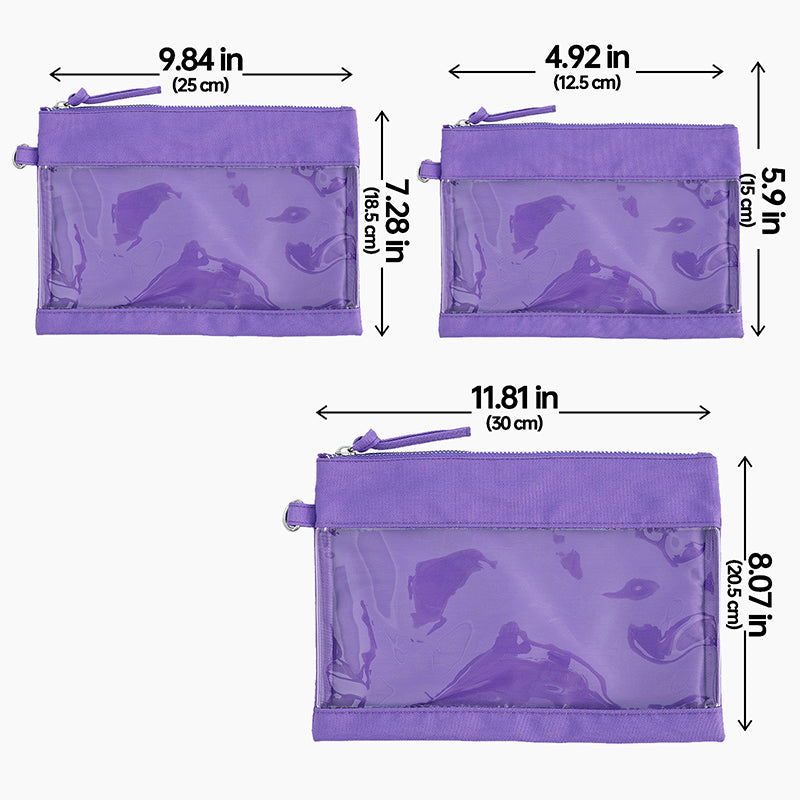 Monoblanks Clear Pouch 5 Pieces Purse Set Purple