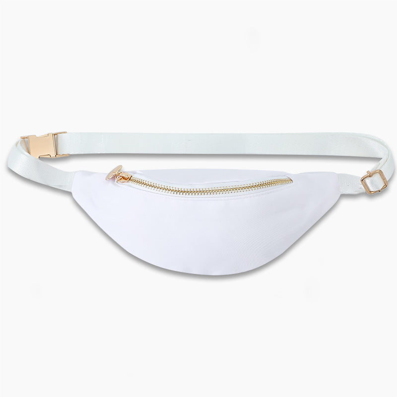 Monoblanks Design Flexible Customizable Crescent Fanny Pack For Kids White