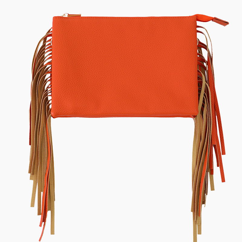 Monoblanks Design Your Own Customizable Leather Fringe Crossbody Sling Bag DarkOrange