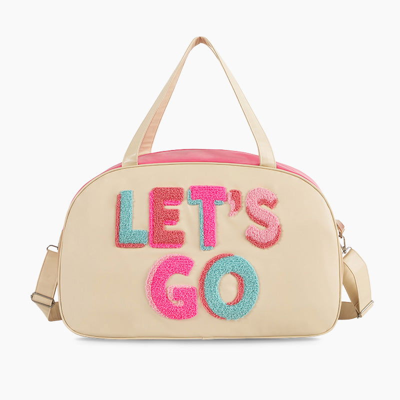 Monoblanks Embroidery Letters Lady Duffel Bag Pink