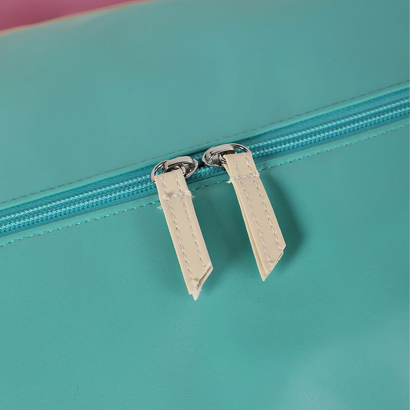 Monoblanks Embroidery PU Women Duffel Bag Cyan