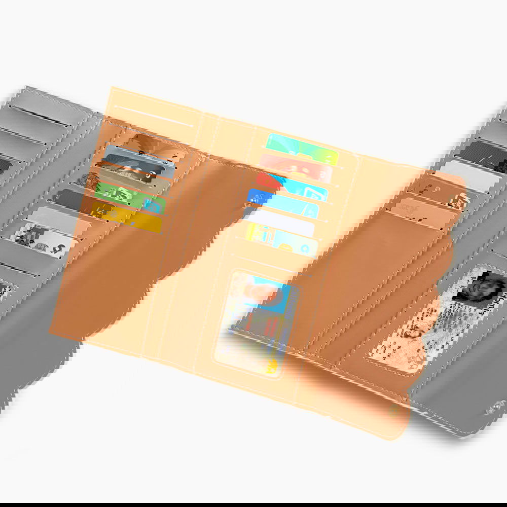 Monoblanks Foldable PU Leather Pouch Card Holder SandyBrown