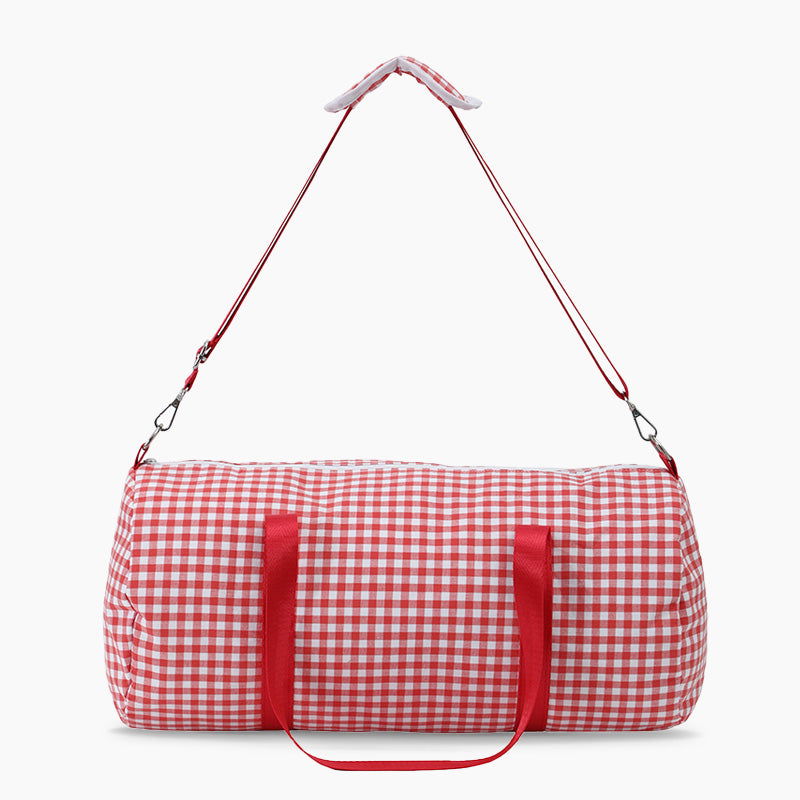 Monoblanks Design Your Own Customizable Gingham Canvas Travel Bag Red