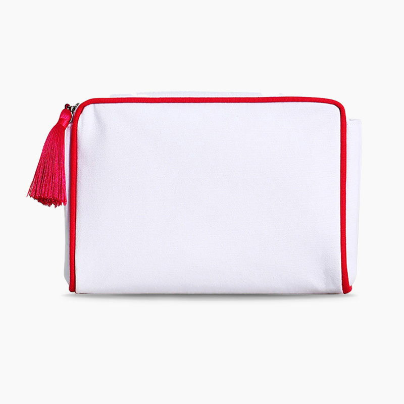 Monoblanks Design Your Own Customizable Hard Edge Fringe Makeup Bag Red