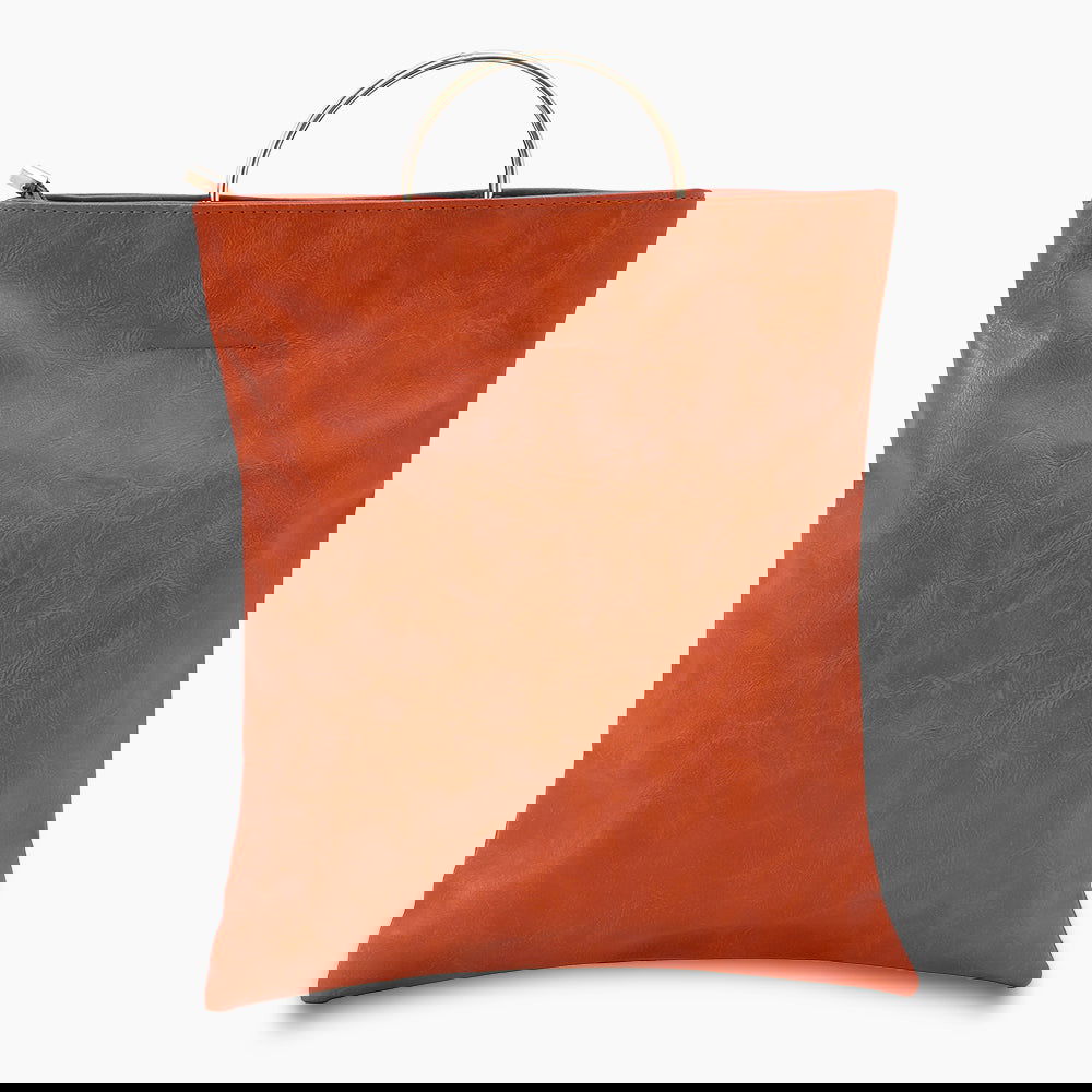 Monoblanks Leather Clutch Tote Bag Brown