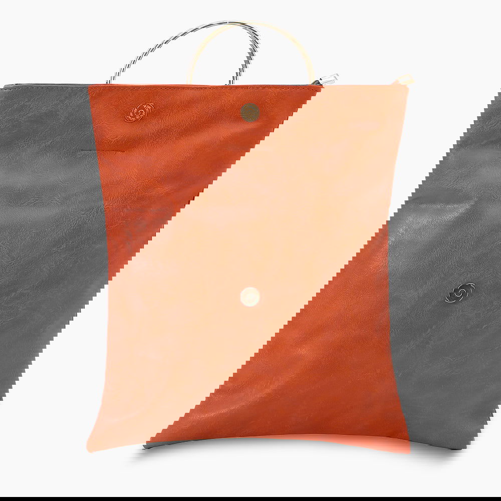 Monoblanks Leather Clutch Tote Bag Brown