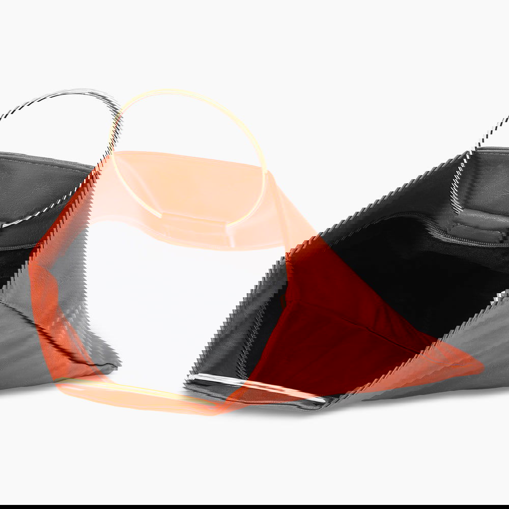 Monoblanks Leather Clutch Tote Bag Brown