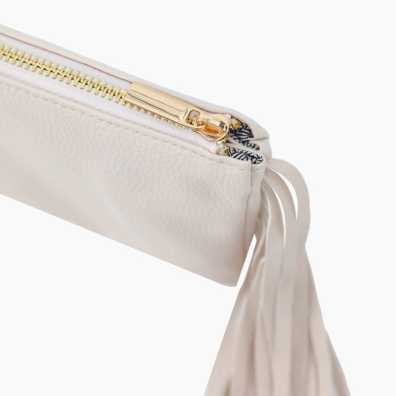 Monoblanks Leather Fringe Crossbody Sling Bag White