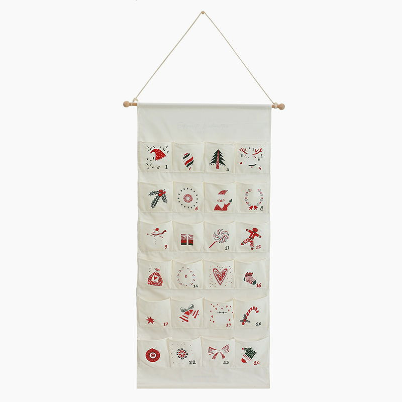 Monoblanks Customizable Pattern Christmas Advent Calendar With Pockets Ivory