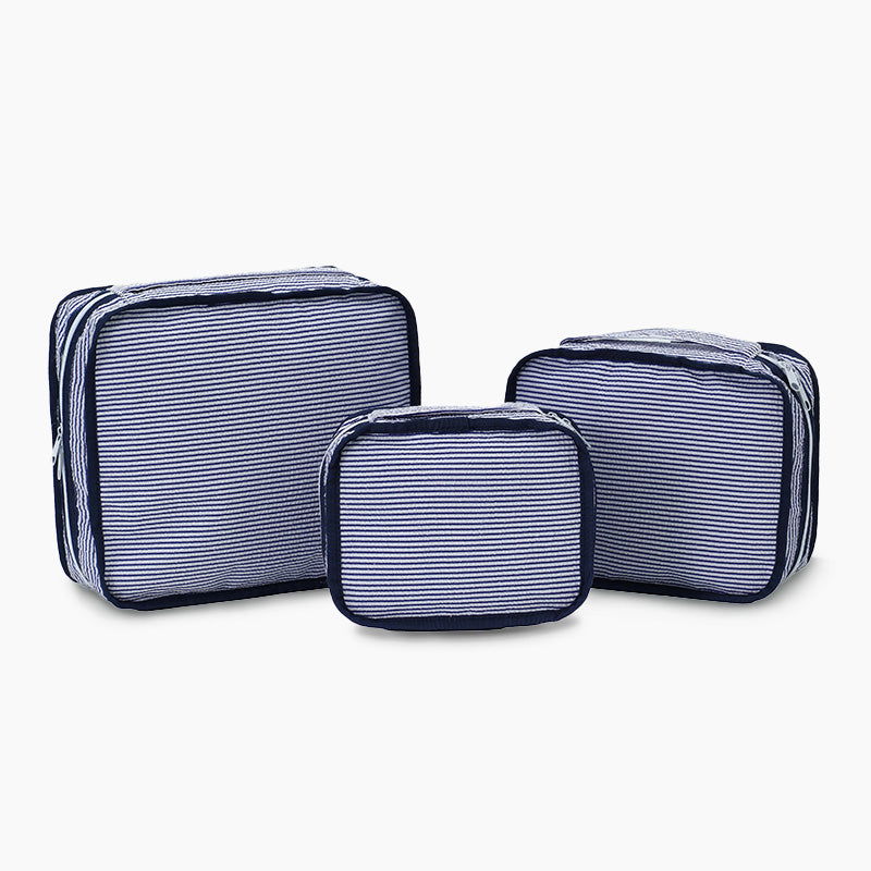 Monoblanks Seersucker Storage Bag 3 Pieces Set DarkBlue
