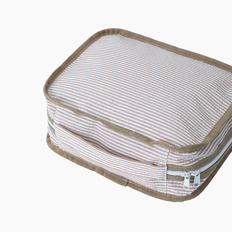 Monoblanks Seersucker Storage Bag 8 Pieces Set Mocha