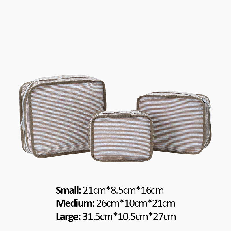 Monoblanks Seersucker Storage Bag 10 Pieces Set Mocha