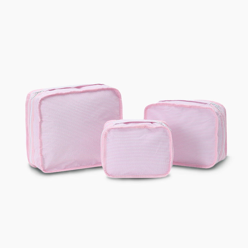 Monoblanks Seersucker Storage Bag 3 Pieces Set Pink