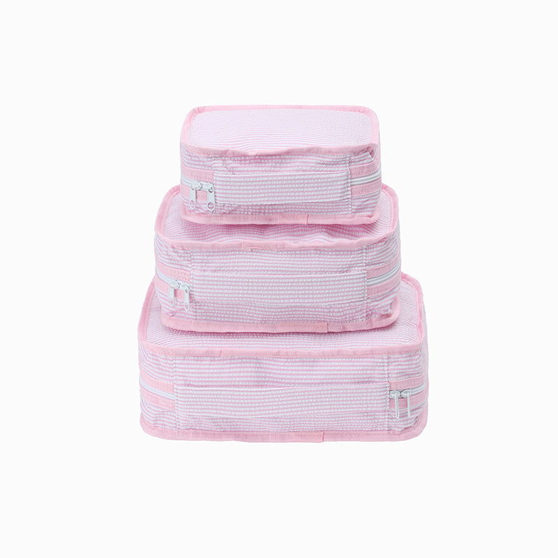 Monoblanks Seersucker Storage Bag 4 Pieces Set Pink