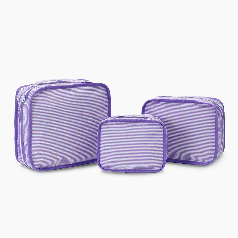 Monoblanks Seersucker Storage Bag 3 Pieces Set Purple