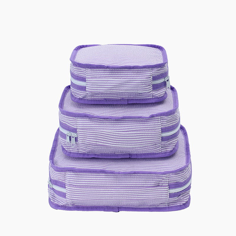 Monoblanks Seersucker Storage Bag 4 Pieces Set Purple