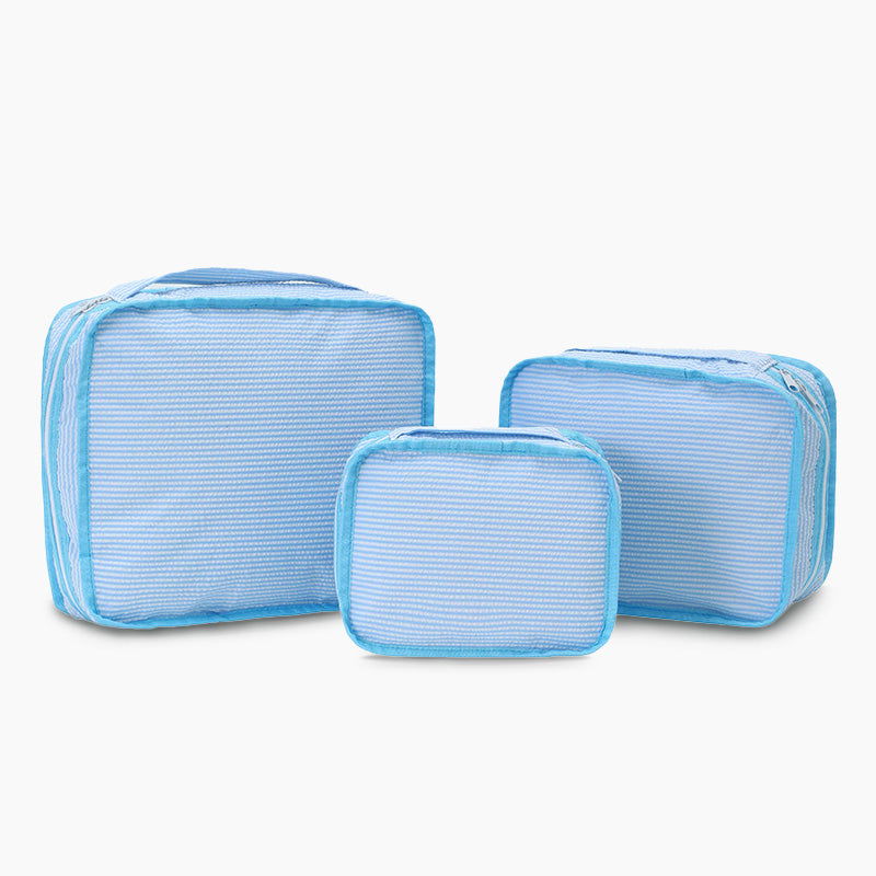 Monoblanks Seersucker Storage Bag 3 Pieces Set SkyBlue