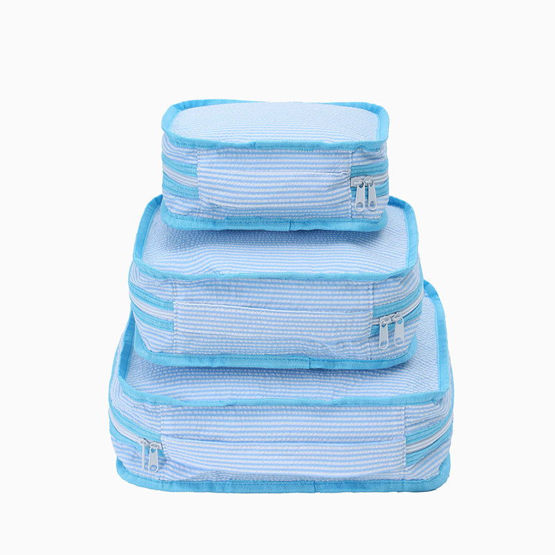 Monoblanks Seersucker Storage Bag 4 Pieces Set SkyBlue