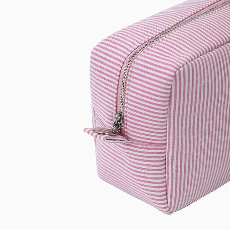 Monoblanks Seersucker Stripe Makeup Bag Pink