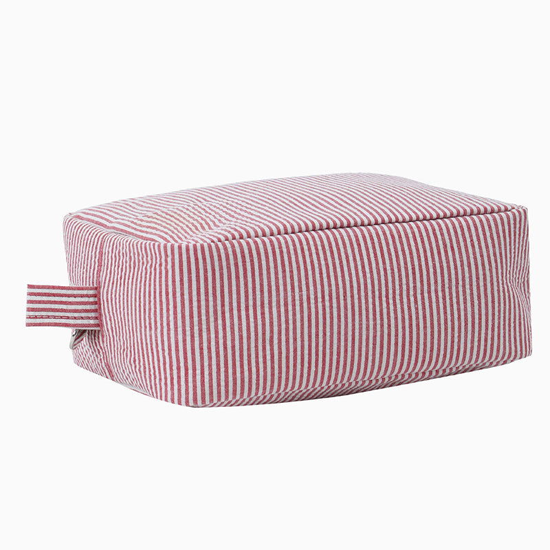 Monoblanks Seersucker Stripe Makeup Bag Red