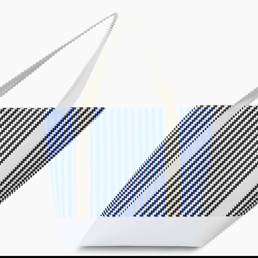 Monoblanks Design Your Own Customizable Shopping Canvas Striped Tote Bag Blue