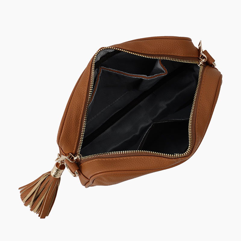 Monoblanks Women Leather Crossbody Sling Bag SaddleBrown