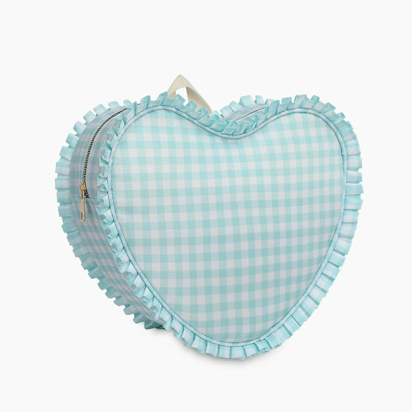 Heart Shaped Plaid Backpack SkyBlue