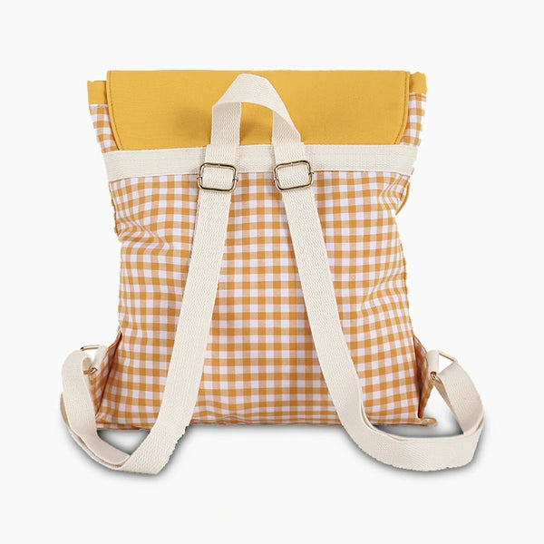 Gingham canvas printed backpack Yellow