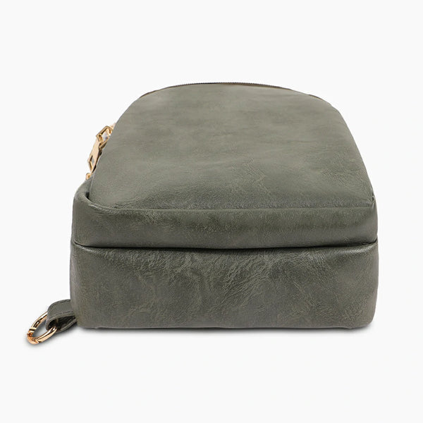 Double Zipper Webbing Chest Bag Gray