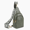 Double Zipper Webbing Chest Bag Gray