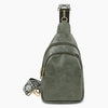 Double Zipper Webbing Chest Bag Gray