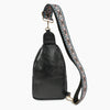 Double Zipper Webbing Chest Bag Black