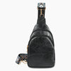 Double Zipper Webbing Chest Bag Black