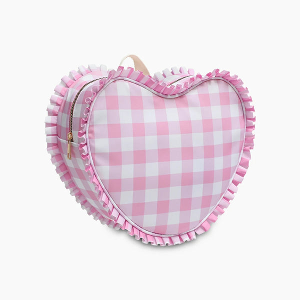 Heart Shaped Plaid Backpack Pink