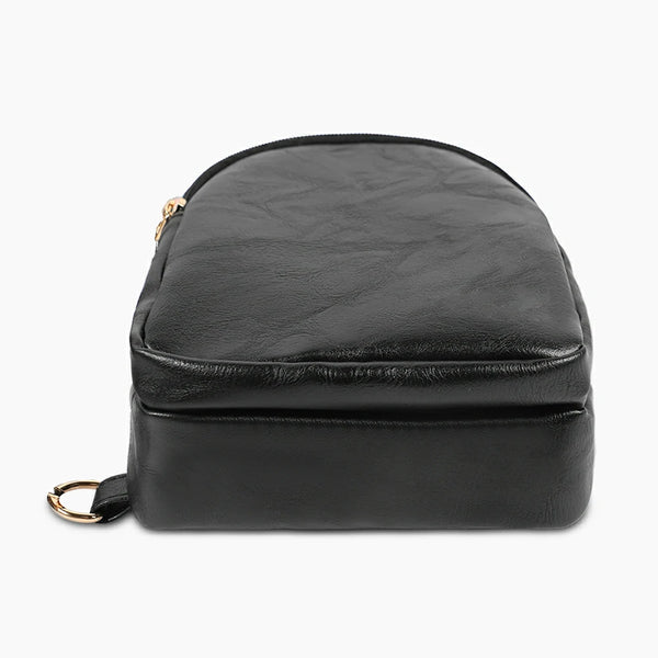 Double Zipper Webbing Chest Bag Black